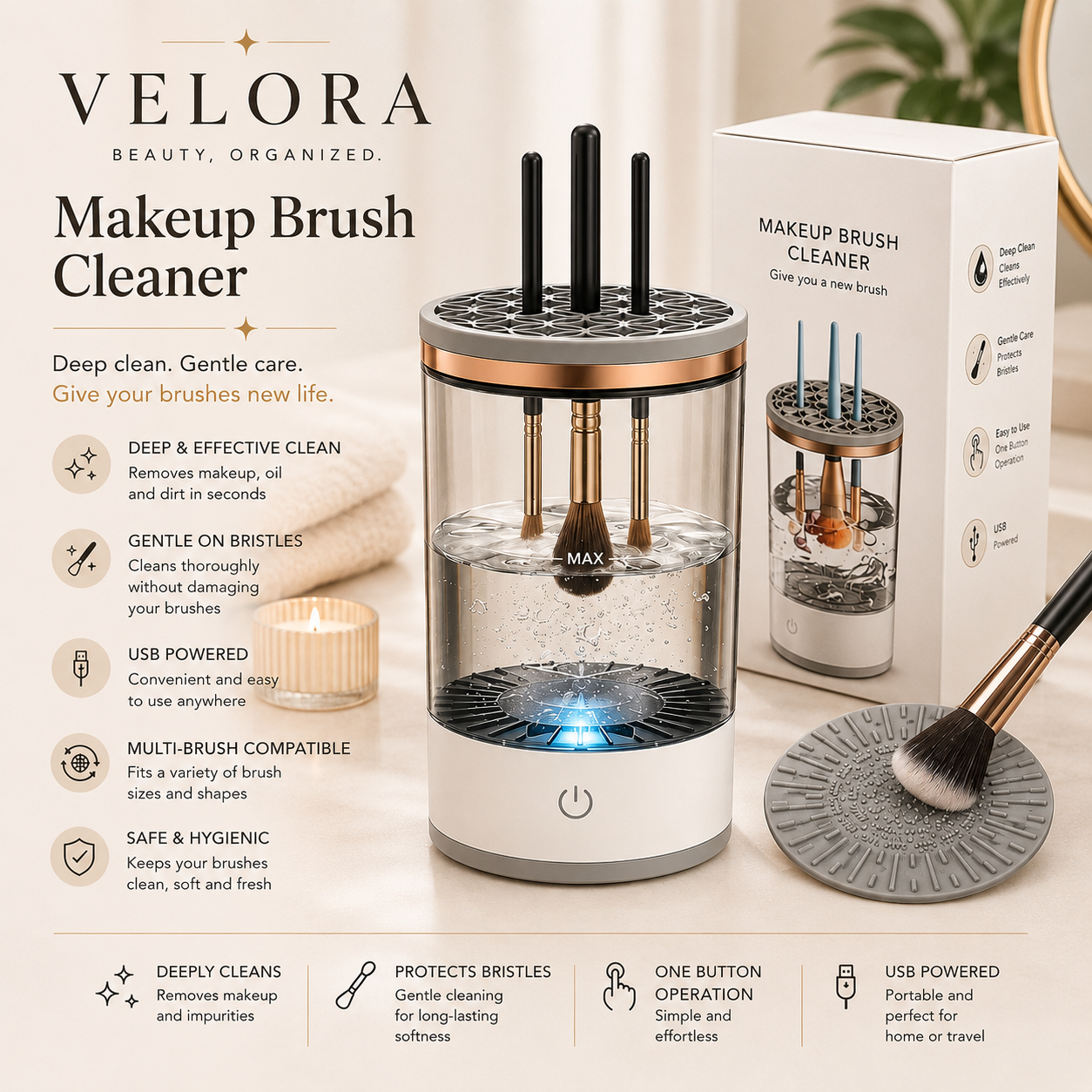 VELORA Electric Makeup Brush Cleaner