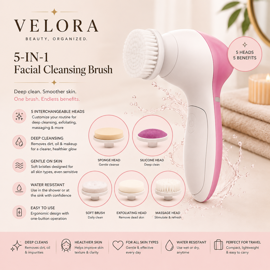 VELORA 5-IN-1 Facial Cleansing Brush